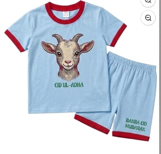 Bakra Eid Mubarak Kids Outfit Set | Eid ul-Adha Baby Dress | Boy & Girl Summer Suit 1-4 Years