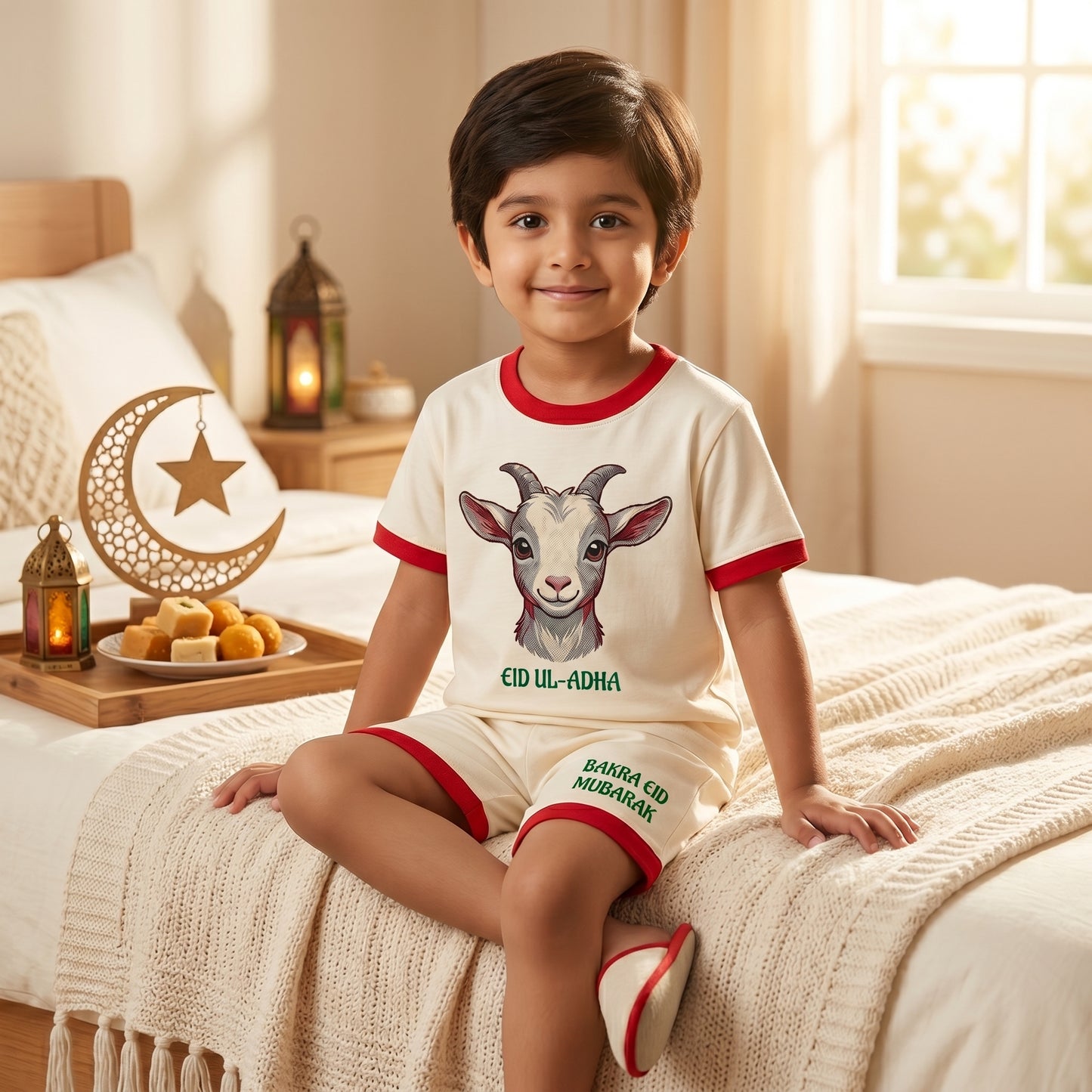 Bakra Eid Mubarak Kids Outfit Set | Eid ul-Adha Baby Dress | Boy & Girl Summer Suit 1-4 Years