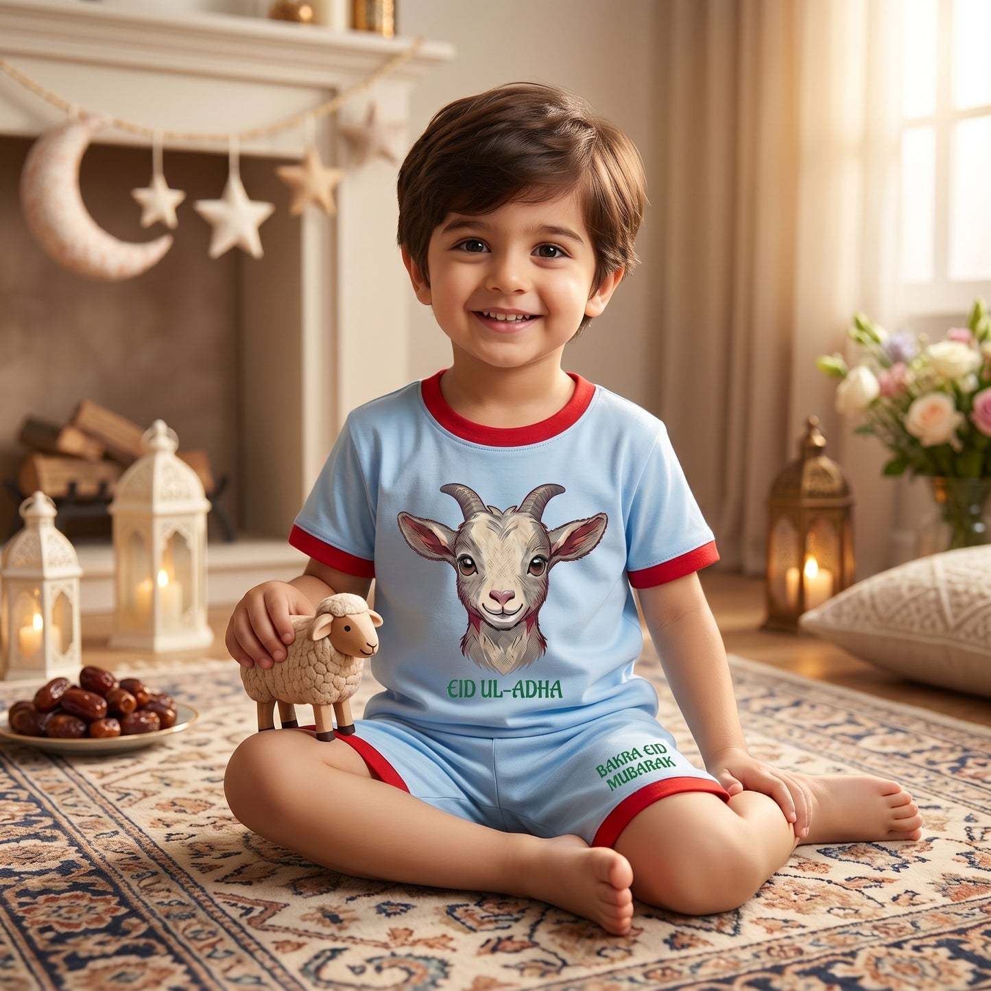 Bakra Eid Mubarak Kids Outfit Set | Eid ul-Adha Baby Dress | Boy & Girl Summer Suit 1-4 Years