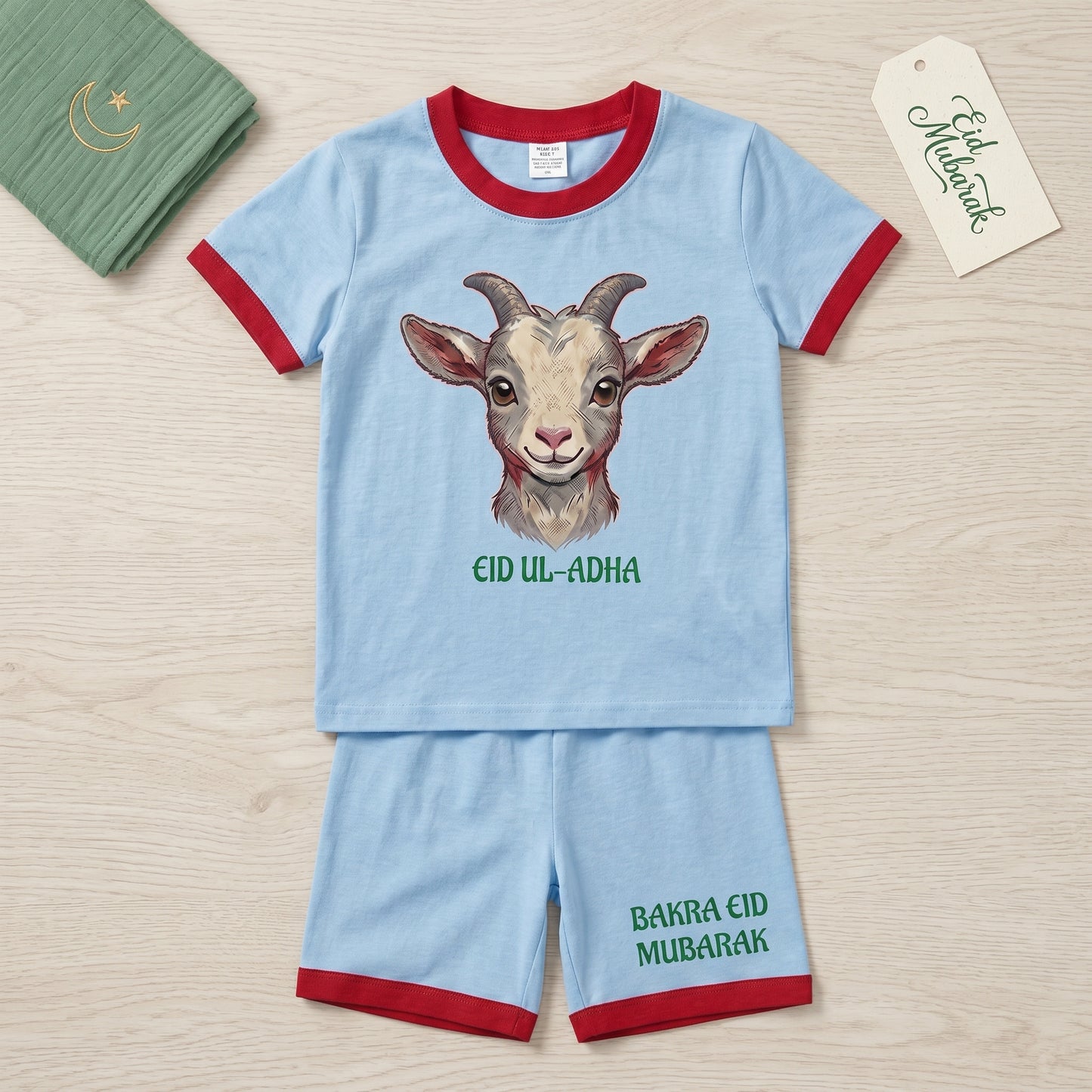 Bakra Eid Mubarak Kids Outfit Set | Eid ul-Adha Baby Dress | Boy & Girl Summer Suit 1-4 Years